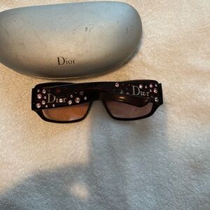 Dior Black Sunglasses with Pink Accents